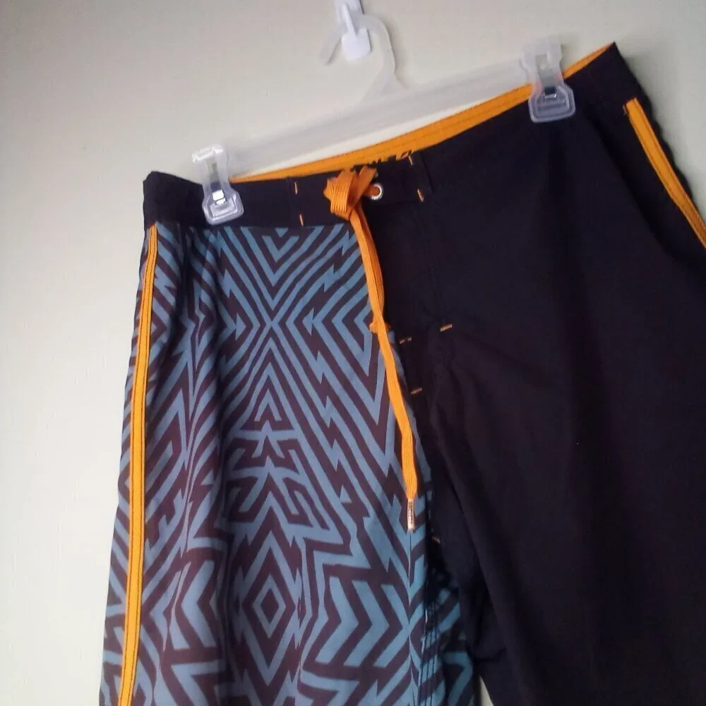 Society Of The Sun Swim Trunks Men 32 Board Shorts Brown Orange Blue